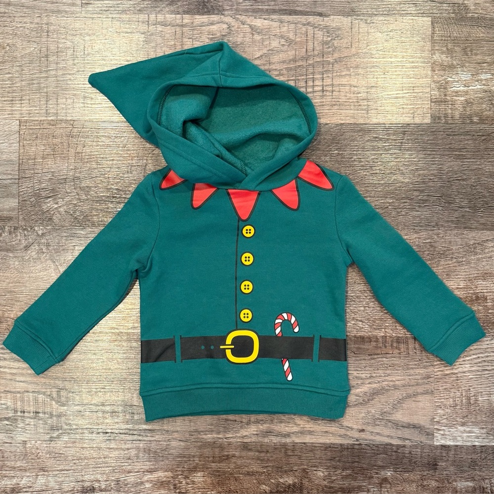 NWOT Unbranded Christmas Holiday Elf Baby Toddler Hoodie Size 18 Months